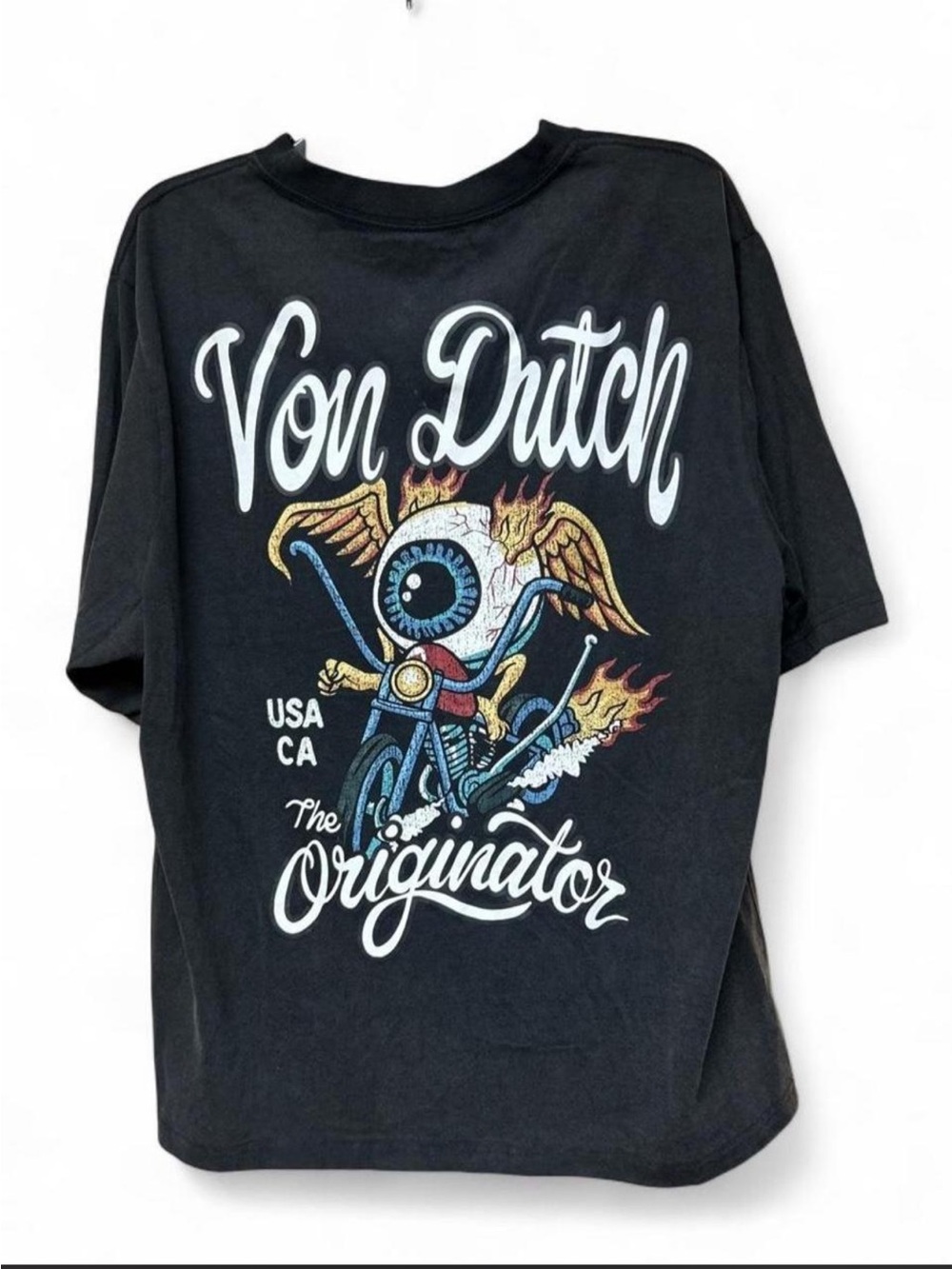 NWT men’s Von Dutch eyeball on motorcycle shirt.
